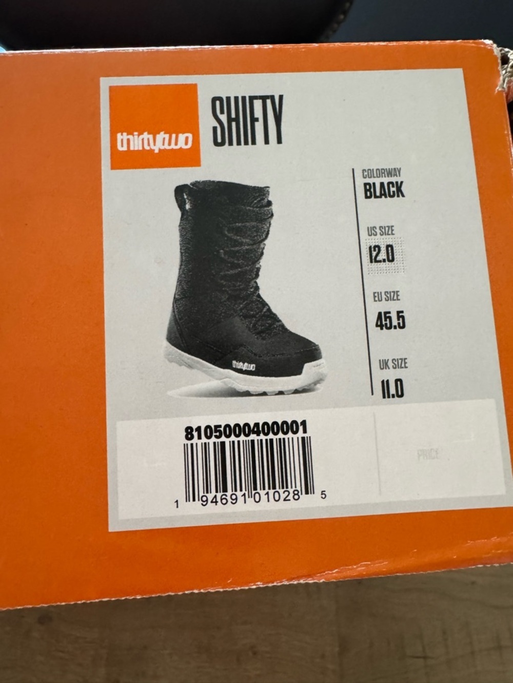 Thirty Two Shifty Mens Snowboard Boots Black Sz 12